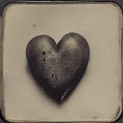 Prompt: tintype photo of a human heart