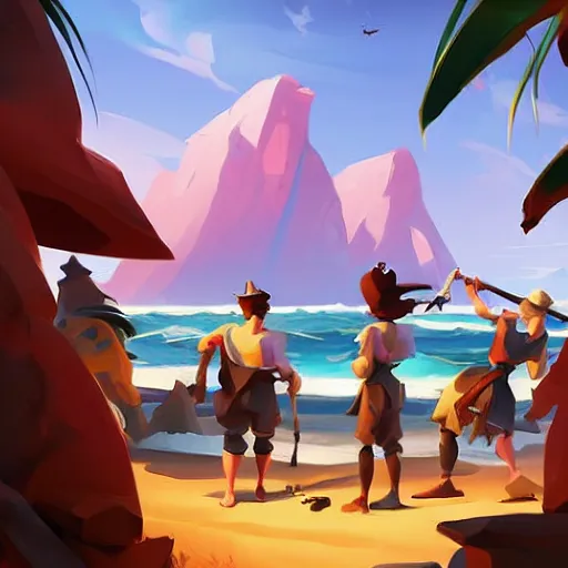 Image similar to painting treasure on sea of thieves game smooth median photoshop filter cutout vector, behance hd by jesper ejsing, by rhads, makoto shinkai and lois van baarle, ilya kuvshinov, rossdraws global illumination