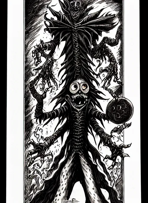 Image similar to the ghost beetlejuice, as a d & d monster, full body, pen - and - ink illustration, etching, by russ nicholson, david a trampier, larry elmore, 1 9 8 1, hq scan, intricate details, inside stylized border