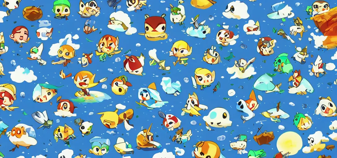 Image similar to pattern of water, wind waker, animal crossing, summer