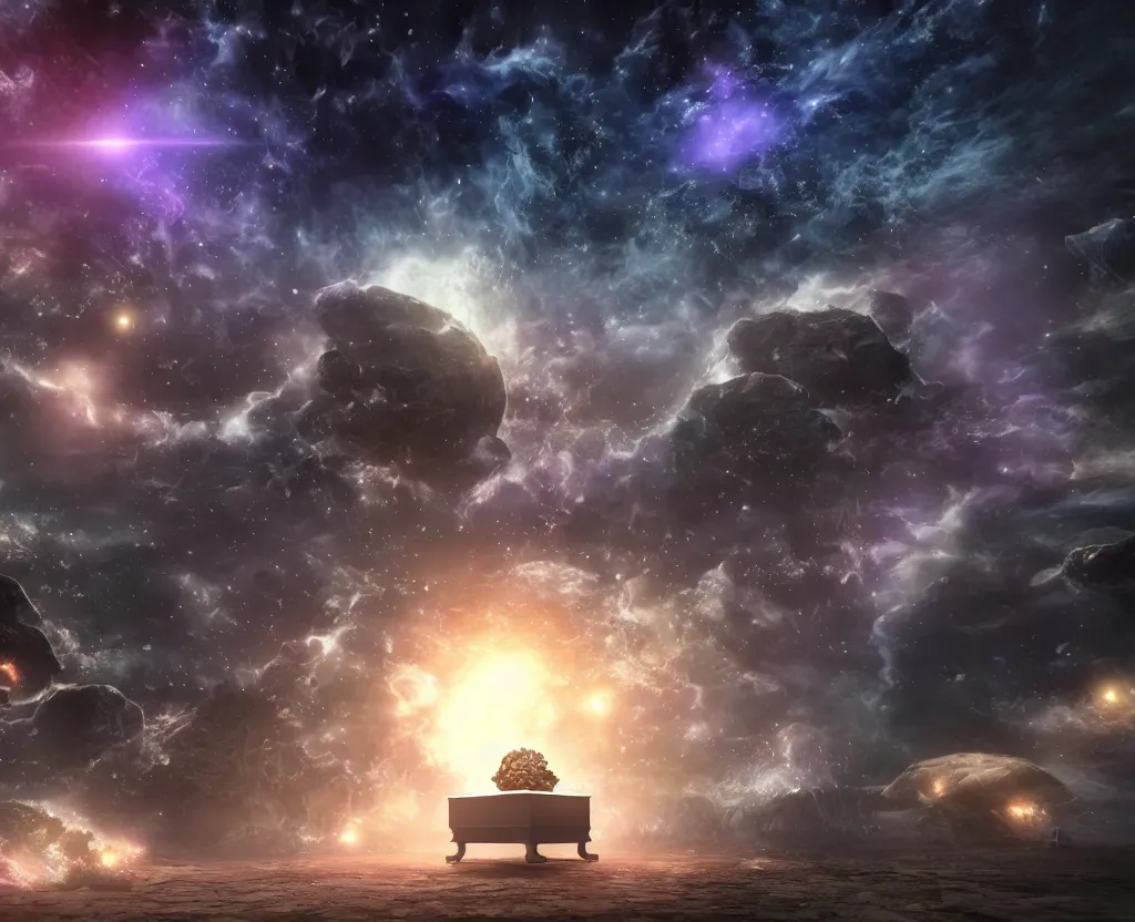 Image similar to cosmic funeral, dream sky, ultra realistic, octane render, unreal engine 5