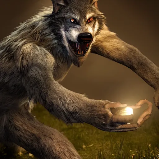 Prompt: werewolf hidden in the dark. higly detailed. unreal engine 5