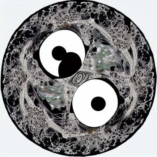 Prompt: a fractal yin yang symbol surrealist painting