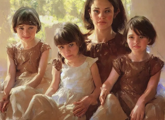 Image similar to a highly detailed beautiful portrait of mara's daughters, by gregory manchess, james gurney, james jean