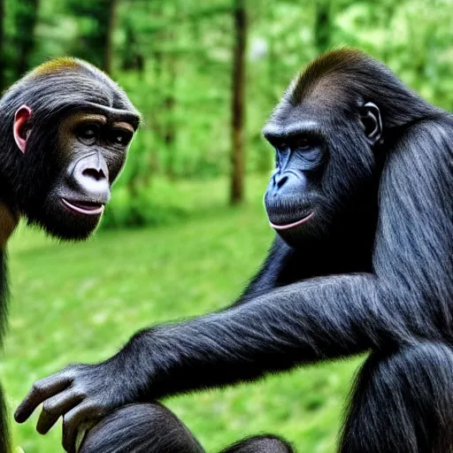Prompt: The missing links in the evolution between the ape and the man