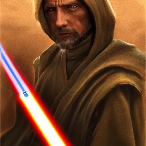 Image similar to stunning digital painting of a jedi master, highly realistic, highly detailed