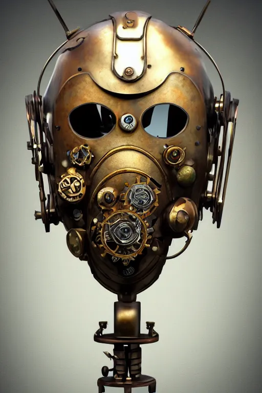 Image similar to steampunk helmet fantasy art mask robot ninja stylized digital illustration sharp focus, elegant intricate digital painting artstation concept art global illumination ray tracing advanced technology chaykin howard and campionpascale and cooke darwyn and davis jack