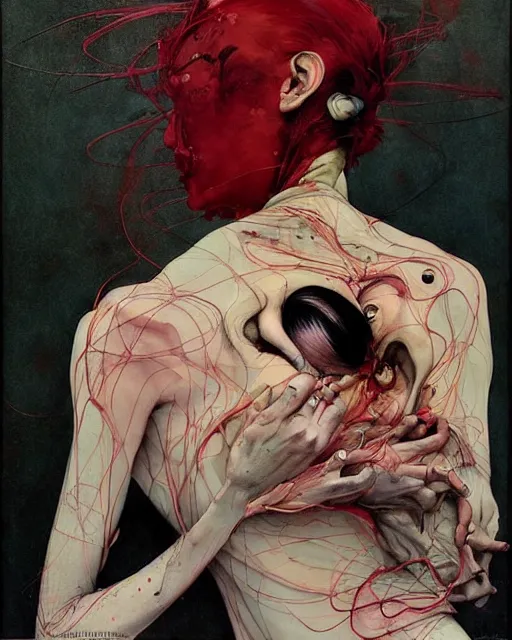 Image similar to there is ugliness in beauty, but there is also beauty in ugliness. in the style of adrian ghenie, esao andrews, jenny saville, edward hopper, surrealism, dark art by james jean, takato yamamoto