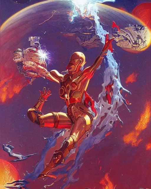 Prompt: the destroyer of worlds, artwork by artgerm, art by Moebius and Robert McCall