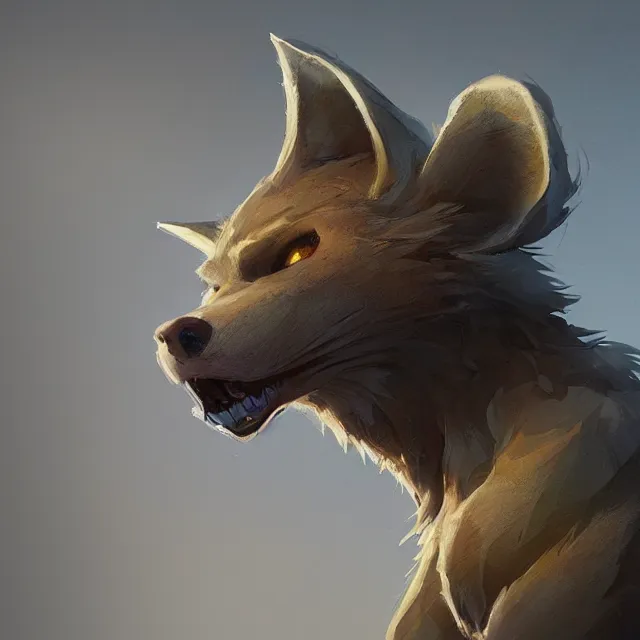 Image similar to a beautiful painting of a handsome male anthropomorph brown hyena furry fursona wearing a hoodie. character design by cory loftis, fenghua zhong, ryohei hase, ismail inceoglu and ruan jia. artstation, volumetric light, detailed, photorealistic, rendered in octane