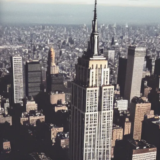 Prompt: empire state building, disposable kodak photo