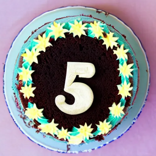 Prompt: the number five as a cake