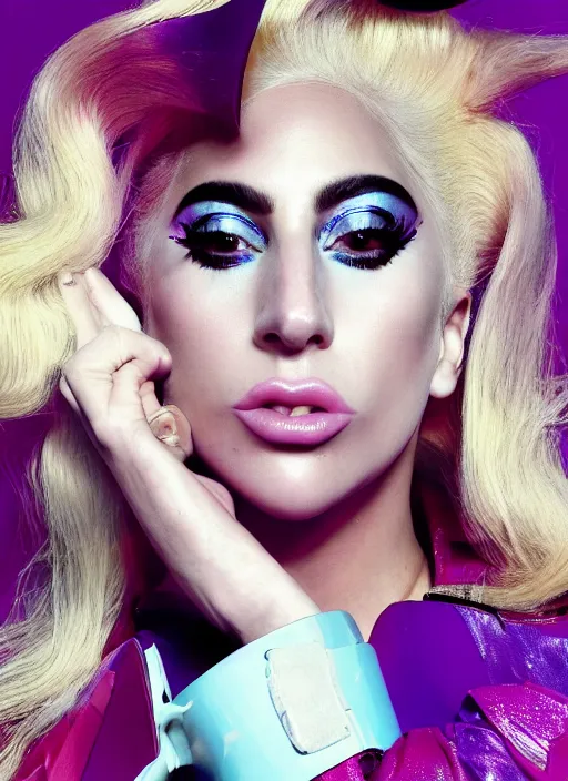 Image similar to lady gaga styled by nick knight posing, artpop , vogue magazine, editorial, Highly realistic. High resolution. Highly detailed. Dramatic. 8k.4k.