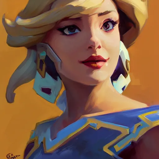 Prompt: greg manchess portrait painting of zelda as overwatch character, medium shot, asymmetrical, profile picture, organic painting, sunny day, matte painting, bold shapes, hard edges, street art, trending on artstation, by huang guangjian and gil elvgren and sachin teng