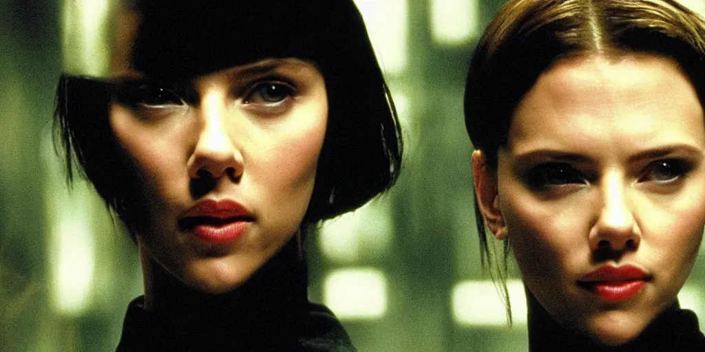 Image similar to Scarlett Johansson in a scene from The Matrix