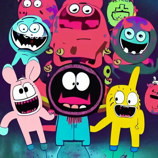 Image similar to Amazing world of gumball but horror,