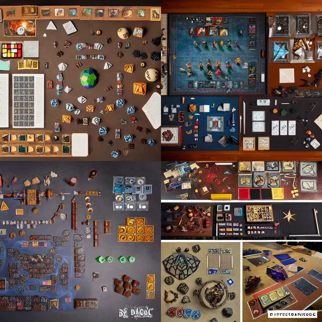 Prompt: dungeons and dragons, d & d, knolling, studio photo