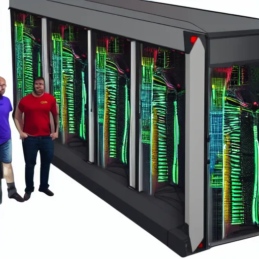 Image similar to a supercomputer with loads of huge muscles