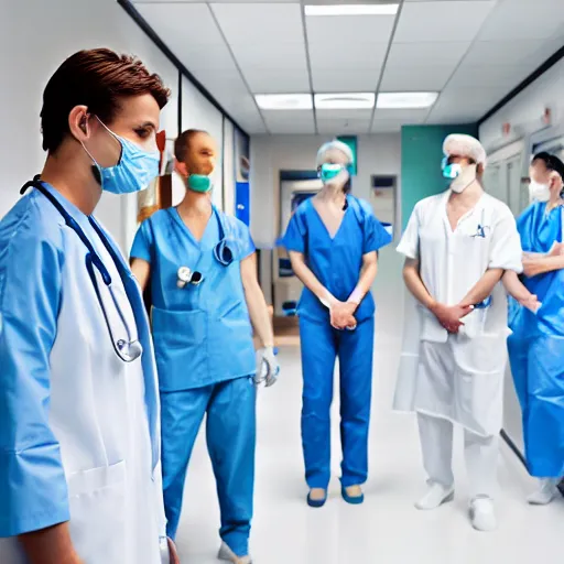Image similar to realistic photo of an emergency department with nurses, doctors, and patients, 4k