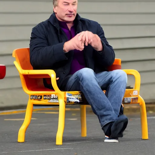 Prompt: alec baldwin sits on a back of giant eagle, flying high in a sky, photo