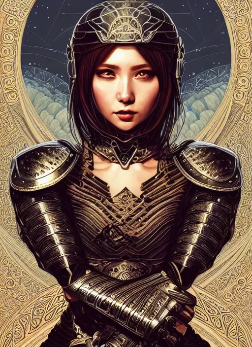 Image similar to high vector, book cover!!!!!!!!!!!!, warrior princess in intricate plate armour, large moon, light night, intricate, elegant, sharp focus, illustration, highly detailed, digital painting, concept art, matte, art by wlop and artgerm and ivan shishkin and andrey shishkin, masterpiece