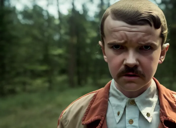 Image similar to film still of jim hopper as eleven in stranger things, 8 k