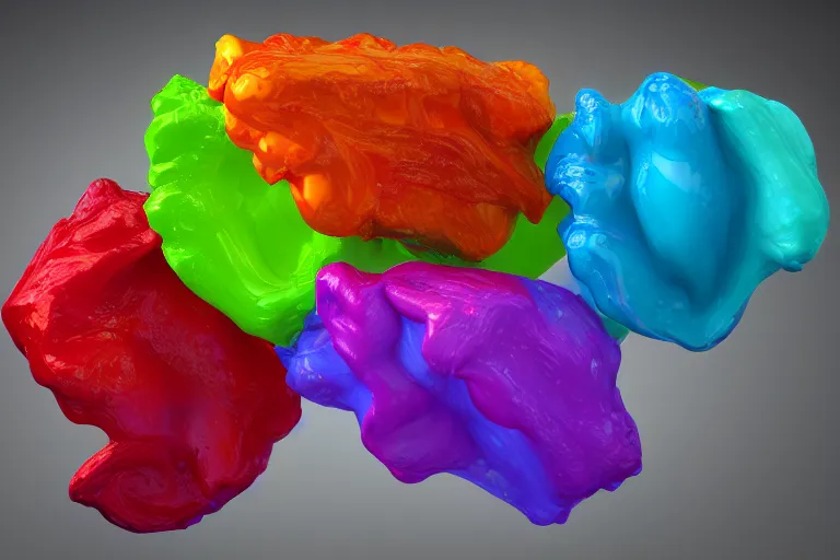 Image similar to Colourful odors by Lynda Benglis, octane render, transparent, 4k, 8k