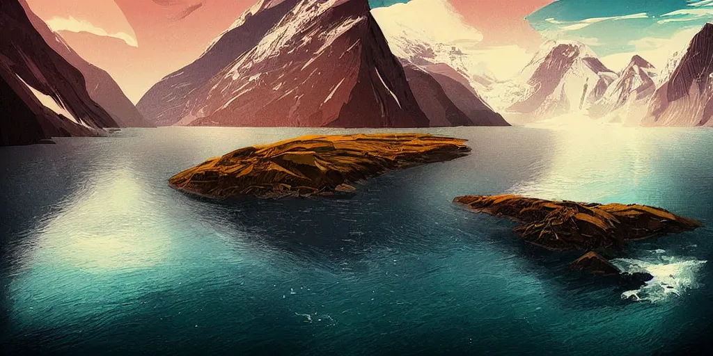 Prompt: the fjords of norway by petros afshar speedart