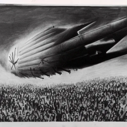 Prompt: childs drawing of the hindenburg disaster