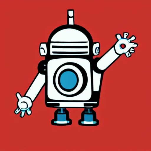 Image similar to svg sticker, centered, round-cropped, white-space-surrounding, Bender-Robot listening to headphones, flat colors, vector art