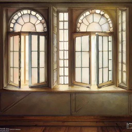 Prompt: digital illustration of a beautiful window open front view, complete window!, realistic aesthetic, a watercolor and matte painting by mark keathley and mandy jurgens and charlie bowater, cgsociety, artdeco, utopia art, bold colors, sci - fi, artstation hq