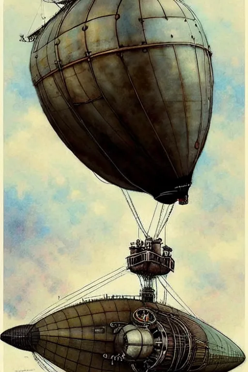 Prompt: (((((1950s steampunk airship blimp dirigible . muted colors.))))) by Jean-Baptiste Monge !!!!!!!!!!!!!!!!!!!!!!!!!!!