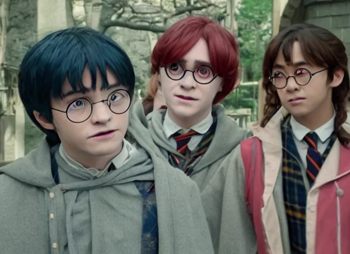 Image similar to a film still of cosplay of harry potter in genshin impact ( 2 0 1 9 )