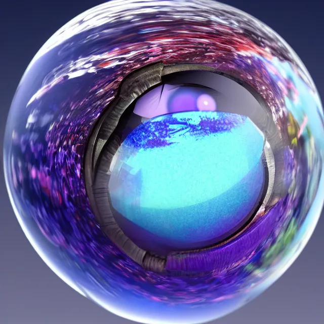 Prompt: glass sphere macro photo eye with big colorful iris in glass sphere ,symmetric ,detailed, unreal engine