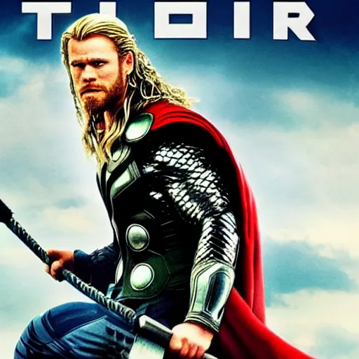 Prompt: a movie poster for Thor: Blub and Thunderthighs, 2022 comedy, PG-13.