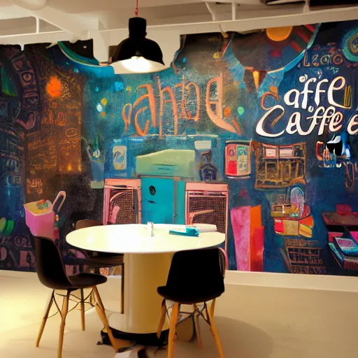 Prompt: artstation office mural for cafe - w 1 0 2 4