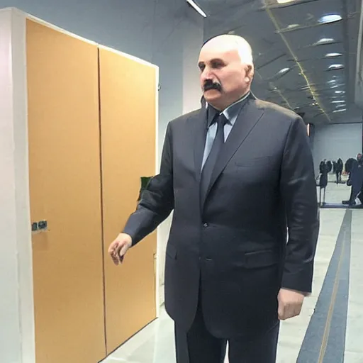 Prompt: Alexander Lukashenko in The Stanley Parable Ultra Deluxe