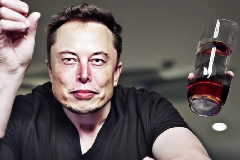 Image similar to elon musk drinking acid