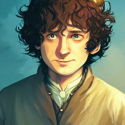 Prompt: Director Peter Jackson as Frodo Baggins, Frodo with Director Peter Jackson's beard ambient lighting, 4k, anime key visual, lois van baarle, ilya kuvshinov, rossdraws, artstation