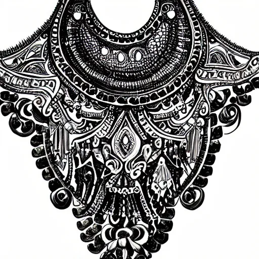 Image similar to black and white opulent feminine jewellery ornate necklace tattoo design sketch on paper