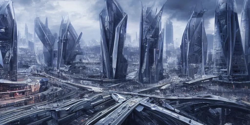 Image similar to Futuristic London in a sci-fi style, hyper realistic, very detailed, 8K,