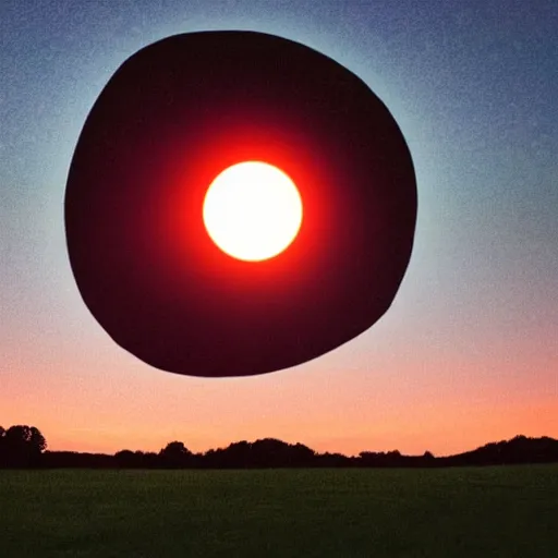 Image similar to sunset with a blackhole instead of the sun