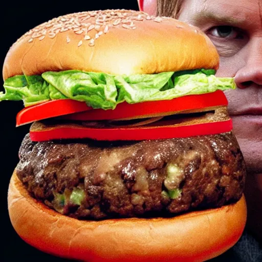 Image similar to kevin bacon inside a giant cheeseburger