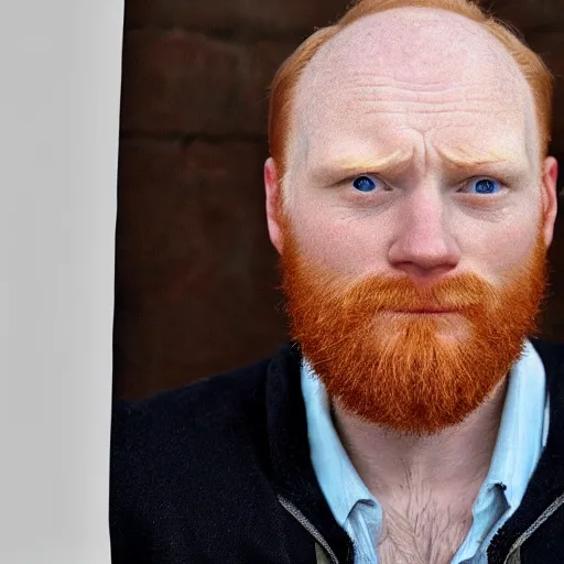 Image similar to a balding blue eyed ginger middle aged man crying