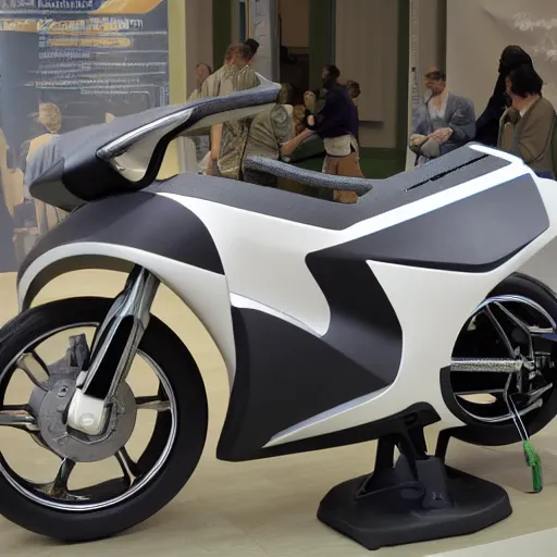 Image similar to electric motor motorcycle, prototype demo at the hall of science