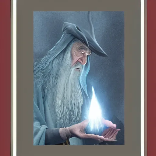 Prompt: Gandalf pondering his orb by Henry Gray, technicolor