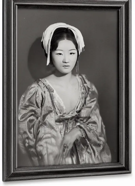 Image similar to a portrait of a young asian woman by george hurrell and james van der zee