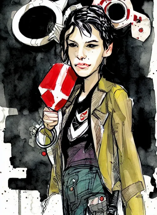 Image similar to a portrait of a pretty sewer punk young lady by dustin nguyen