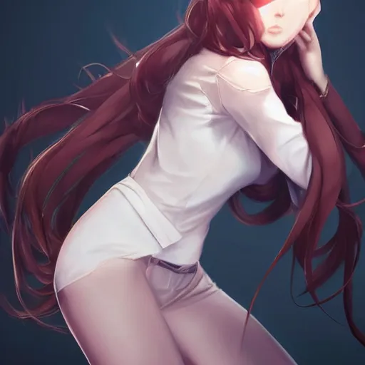 Image similar to kurisu makise, elegant, ultra highly detailed, digital painting, smooth, sharp focus, artstation, pixiv, art by Ina Wong, Bo Chen, artgerm, rossdraws, sakimichan