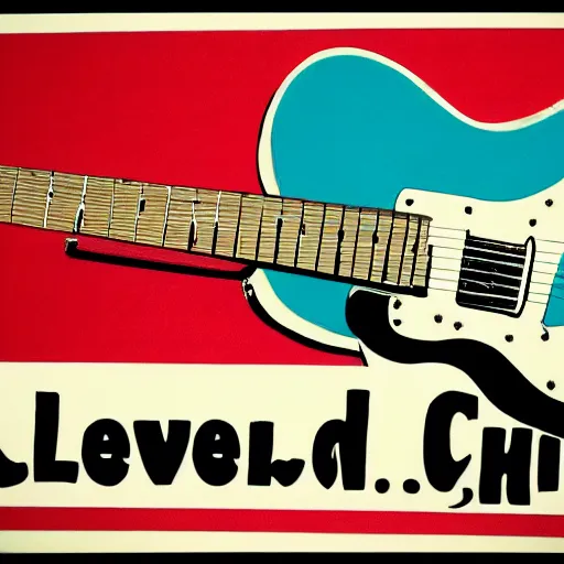 Image similar to cleveland music, pop-art, rock-n-roll, guitar, music notes